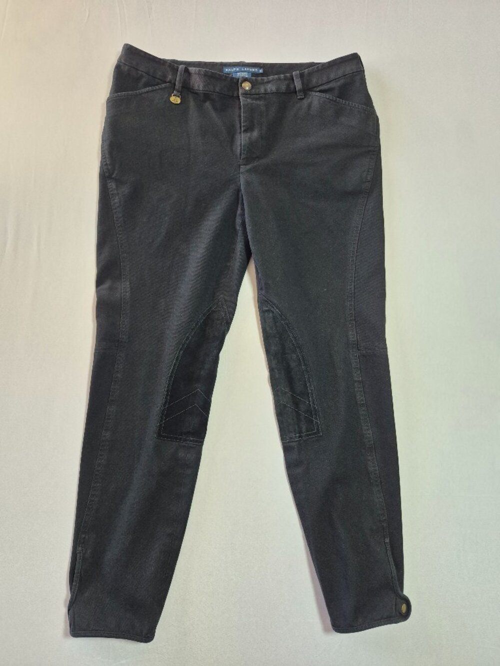 Ralph Lauren Jodhpurs Equestrian Riding Pants Knee Patch Stretch Black Size 12